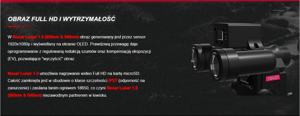 noxar lunar 1.0 850nm / 940nm bez dalmierza