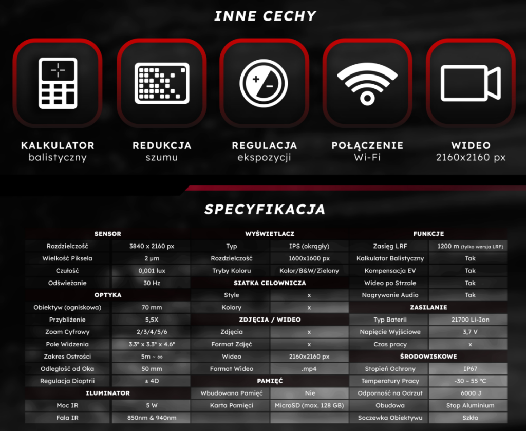 noxar sidar 4k l z dalmierzem lrf celownik noktowizyjny